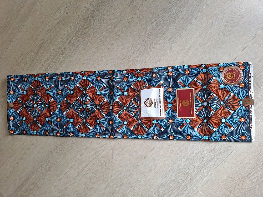 Pagne Wax diam orange et bleu