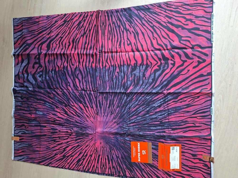 Tissu wax rose zébré