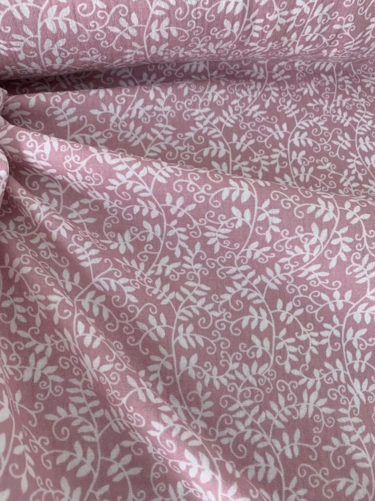Tissu double gaze de coton lilas fleurie 50 x 140 cm